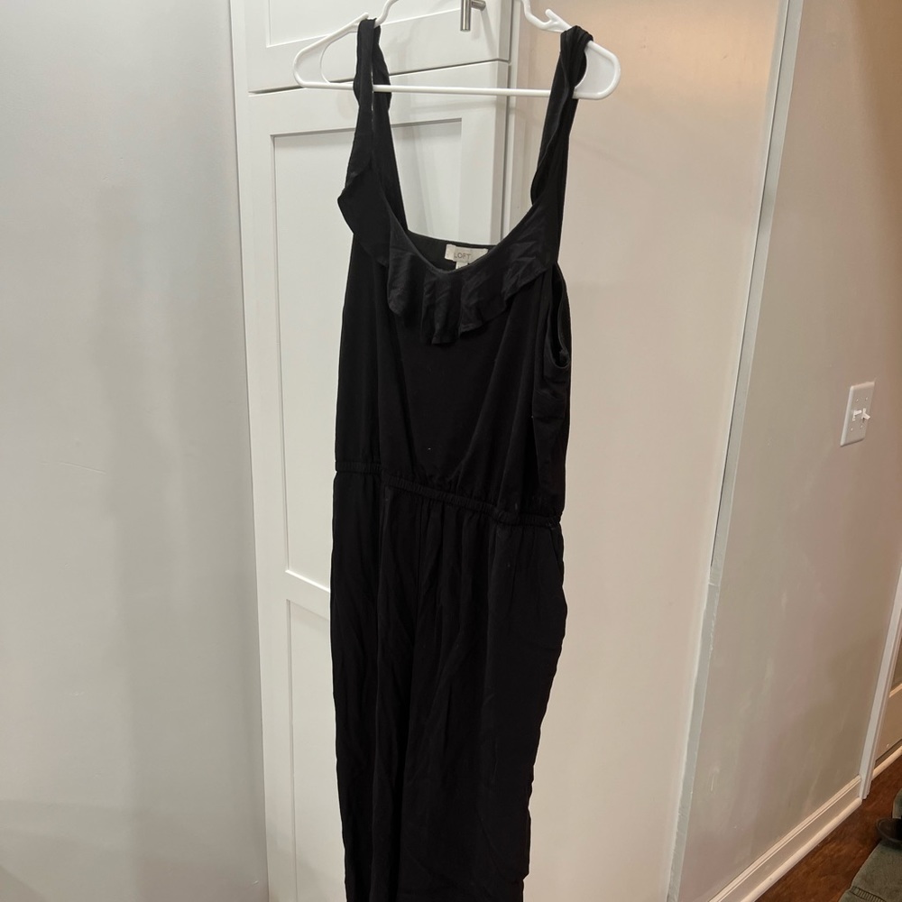 full length black jump suit with pockets